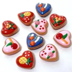 の*ん様 bm907/ガラスビーズ◇ハートの中に色々な柄　10個