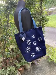 点と線模様製作所❤︎ボヌールバッグ　bird garden ハンドメイド 刺繍生地のミニバッグ bird garden - 点と線模様製作所