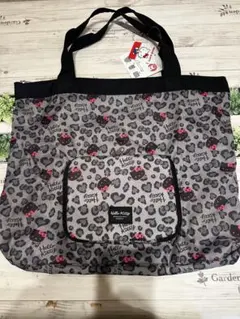 【新品】ハローキティ レオパード柄 キャリーオン機能付き　折り畳みトートバッグ