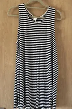 H&M ストライプ ノースリーブ ミニワンピース L/XL