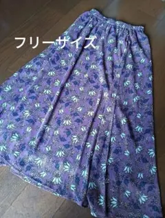 Ungrid花柄フレアロングスカート パープル