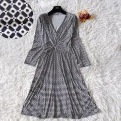 エジェリ　ジャージーワンピース　ストレッチ　カシュクール　幾何学模様