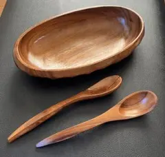 【未使用に近い】菓子皿 菓器 サラダボウル フォーク スプーン ３点セット