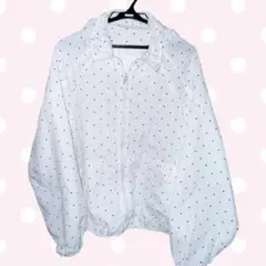 ホワイトドット柄フード付きアウター XXL