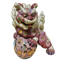 特大！高さ約56cm! 九谷焼 玉乗り 獅子 赤 金 オブジェ 縁起 厄払い 特大！高さ約56cm! 九谷焼 玉乗り 獅子 赤 金 オブジェ 縁起 厄払い