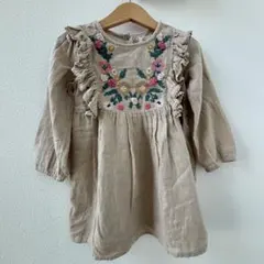 Zara Baby フリル刺繍 秋冬ワンピース 98cm