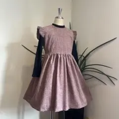 リバティコーデュロイ生地Sleeping Rose使用130cmワンピース