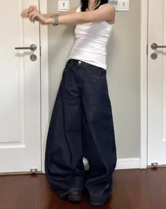 【残り僅か】新品 ワイドデニム バギーパンツ Y2K ストリート インディゴ M