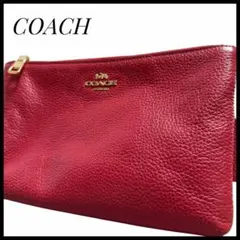 良品　バッグ　COACH レザー ショルダーバッグ　レッド　クラッチ　2way