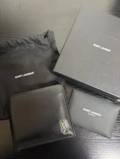 SAINT LAURENT ブラック 二つ折り財布　コインパース付き