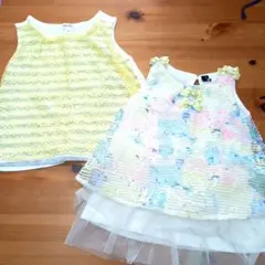 こども服80　S　GLOBAL WORK　黄色　イエロー　ベビー服　ノースリーブのサムネイル