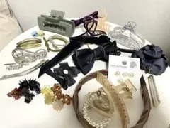 【大容量39点】ヘアアクセサリー まとめ売り バンスクリップ リボン パール
