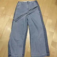 デニムワイドパンツ 薄青 濃青
