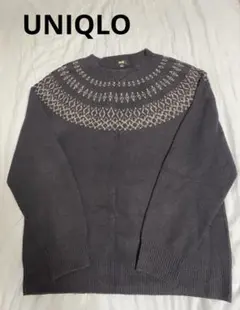UNIQLOフェアアイル柄ニット(L)ネイビー