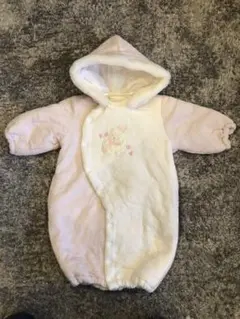 フリースロンパース クマ刺繍 ピンク