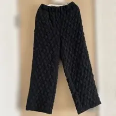 Samansa Mos2Blueブラック キルティングデザインパンツ