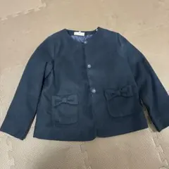 メゾピアノ１４０センチ ネイビー リボン付きポケットジャケット