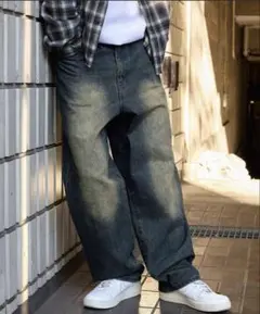 【MONO-MART】ワイドデニムパンツ　M