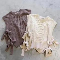 Crisp アランリボンニットベスト ブラウン