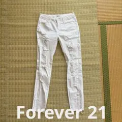 FOREVER 21 ホワイト スキニーデニム ダメージ加工のサムネイル