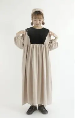 サマンサモスモス 長袖配色レースワンピース