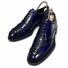 PRADA プラダ スタッズシューズ 青 ラバーソール レザー 革靴のサムネイル