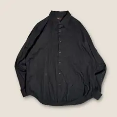 【ダブルカフス】PERRY ELLIS 同系色ピンストライプ 長袖シャツ 黒 L