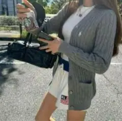 美品　ラルフローレン　ニット　カーディガン　ケーブル　グレー　セーター