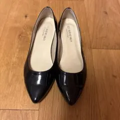 ブラック ポインテッドトゥパンプス 23.5cm 日本製