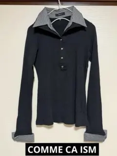 コムサ　ヘンリーネック　レイヤード風ドッキングカットソー