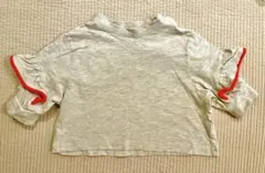 フリル付きグレー長袖Tシャツ 80サイズ