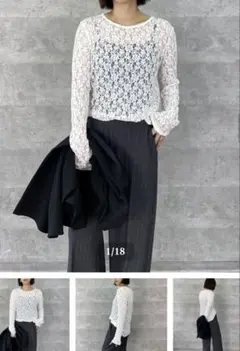 【Anna Kerry】レースロンT ホワイト　新品未使用