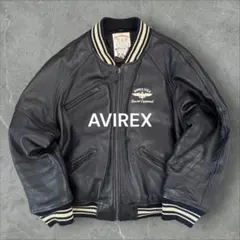 希少　AVIREX アーチロゴ レザージャケット スタジャン　ブラック　　M