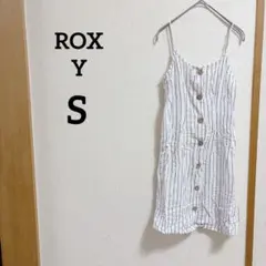 ★ROXY ホワイト ストライプ キャミワンピース 膝丈【S】