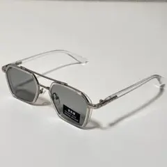 ☆新品☆調光サングラス クリアフレーム ダブルブリッジ 男女兼用 韓国 r2