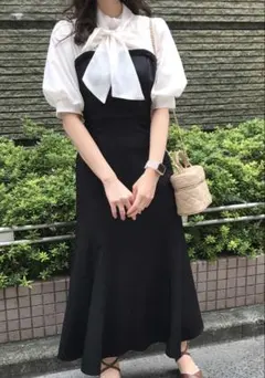 INGNIイング　2WAYリボンシアードッキングワンピース　Mサイズ 黒