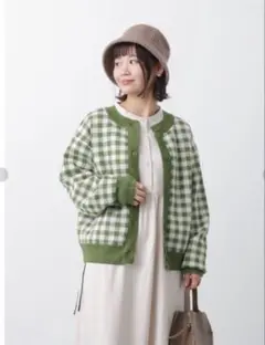 ehka sopo 前後2WAYギンガムチェックカーディガン エヘカソポ