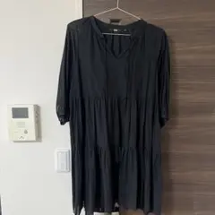 UNIQLO ティアードチュニック ブラック M