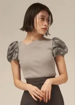 FRAY I.D シアーパフスリーブコンビニット グレー