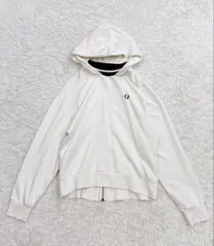 フレッドペリー バックジップ プルオーバー パーカー 白 UK10 M相当