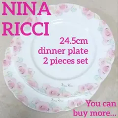 NINA RICCI花柄24.5cm大皿2枚セット平皿ディナープレート金彩薔薇柄のサムネイル