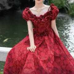 花柄生地にお花のデザインも可愛い 2wayのお袖のドレス