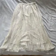 アイボリー プリーツロングスカート L