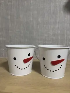 雪だるま バケツ缶 2個セット クリスマス インテリア 雑貨