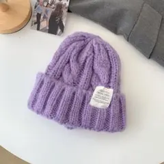 ニット帽 パープル