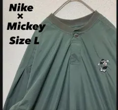 【美品】ナイキ×ディズニーコラボ速乾ゴルフポロシャツ刺繍ミッキーライトブルー L 美品】ナイキ×ディズニーコラボ速乾ゴルフポロシャツ刺繍ミッキー