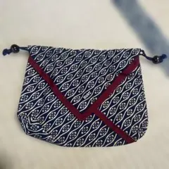 和装用バッグ 紺色花柄