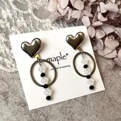 3wayシルバーハートパールキャッチ♡ホワイトオパールスワロフスキ入学式シンプル