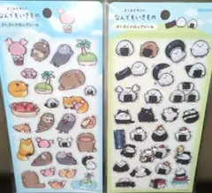 なんでもいきもの ぷくぷくドロップシール　2点　よこみぞゆり のりおにぎり