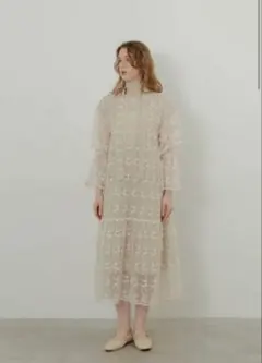 YOURMLE リボンタイ レース ワンピース